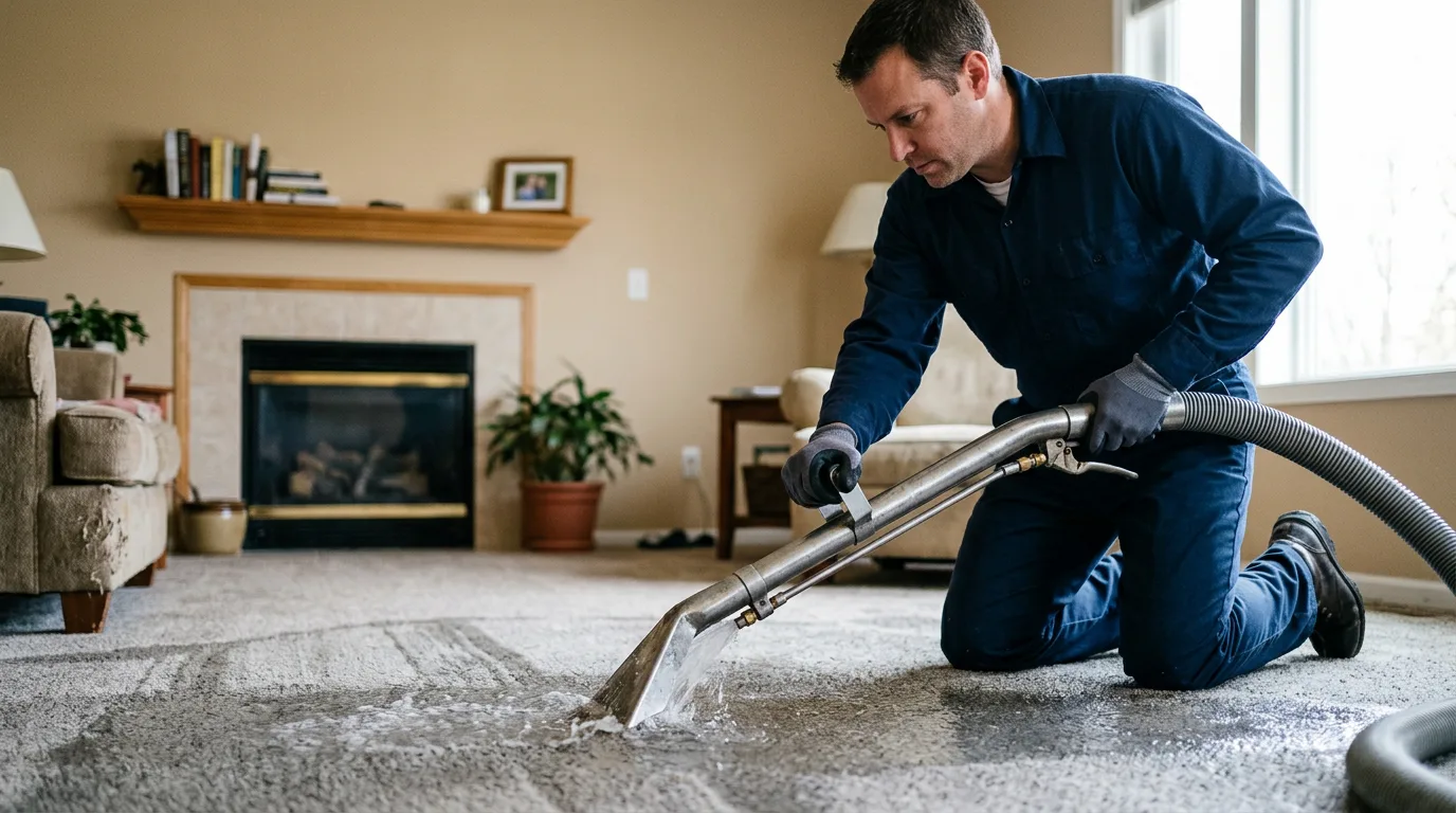 Water damage restoration technician working near Holly, MI
